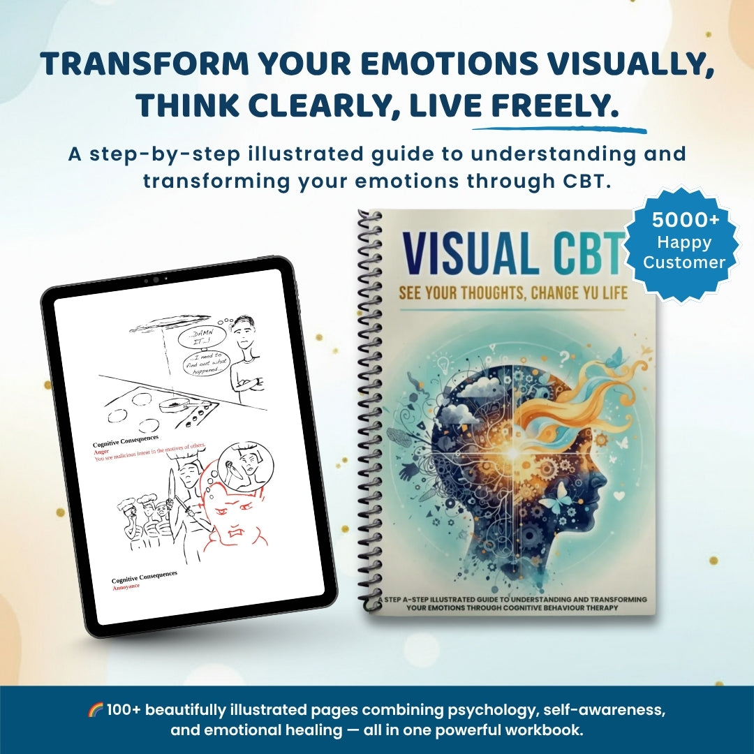 Visual CBT Workbook: Train Your Mind to Defeat Anxiety, Stress & Negative Thoughts