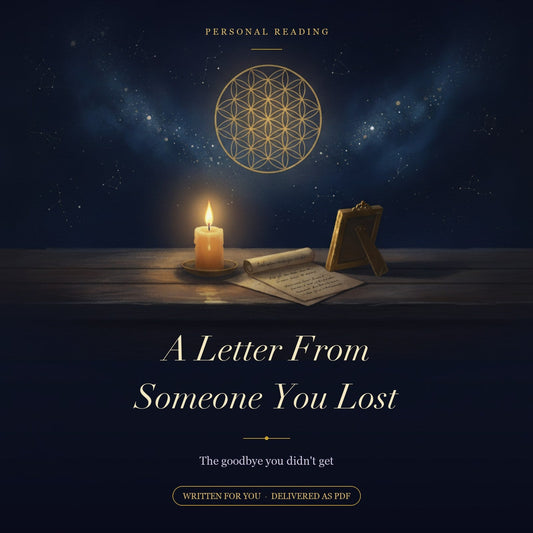 A candle, a handwritten letter and an empty photo frame