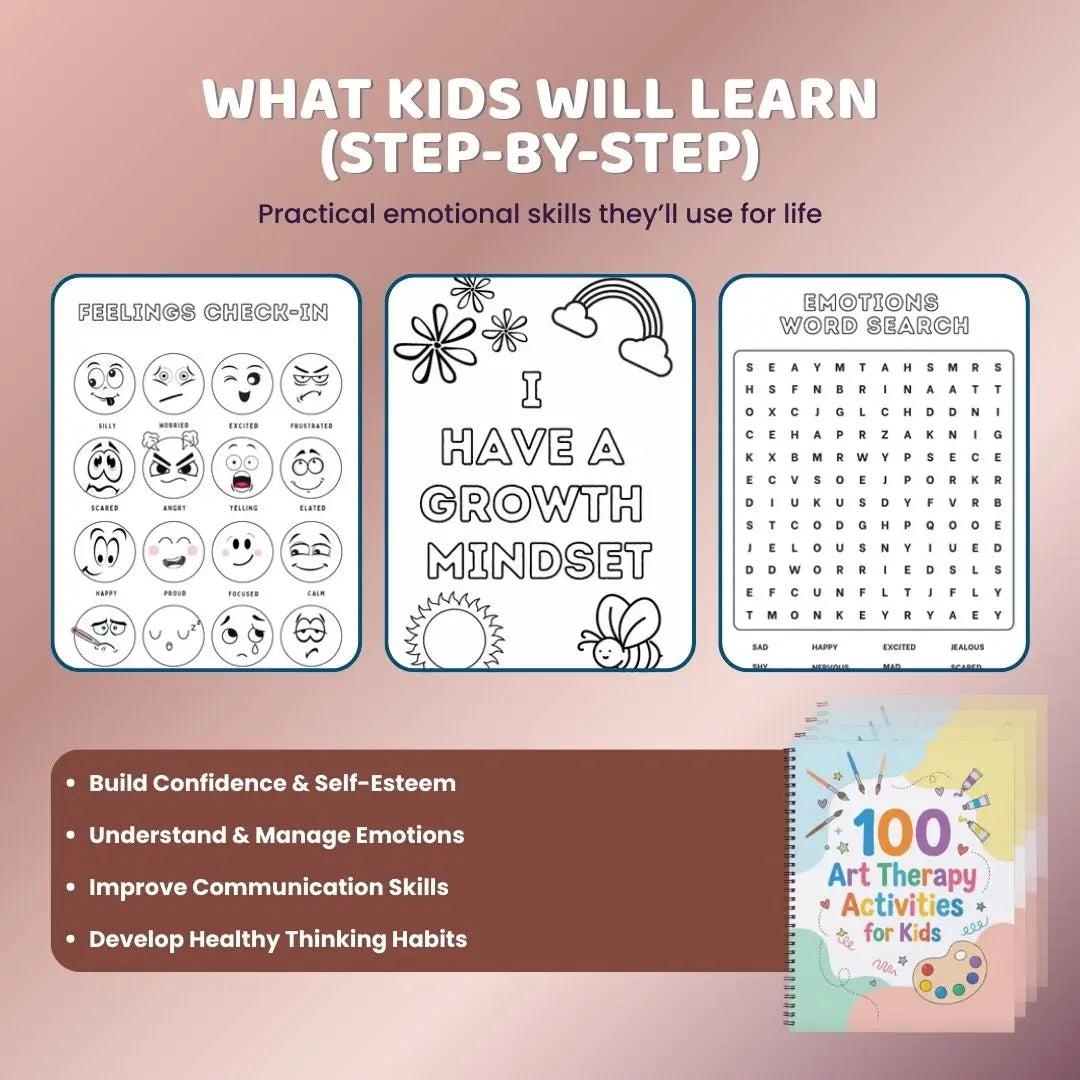 100 Art Therapy Activities for Kids PDF – Emotional Regulation, Anxiety Relief & Self-Esteem Workbook