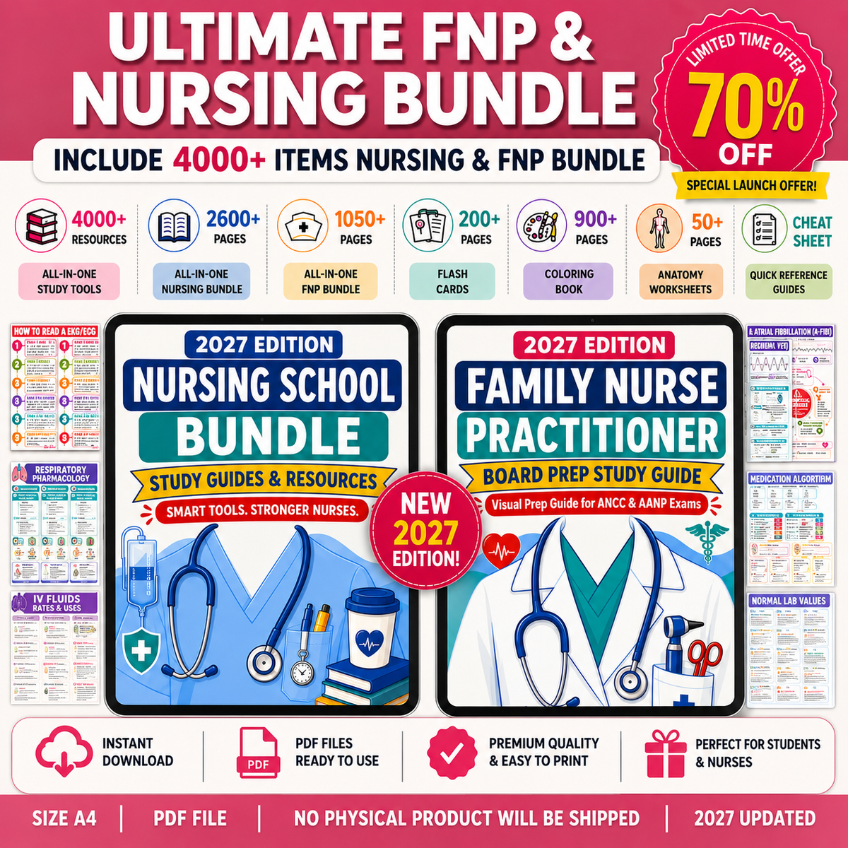 Nursing School Notes 4400+ Pages, Nclex Study Guide | MedSurg | Pharmacology | Digital Download