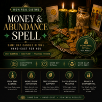 Money & Abundance Spell | Same Day Candle Ritual Hand-Cast for You, Debt Clearing, Cash Flow