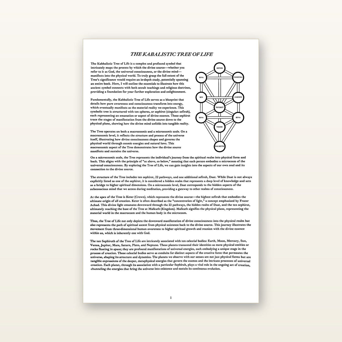 Inside: the Kabalistic Tree of Life