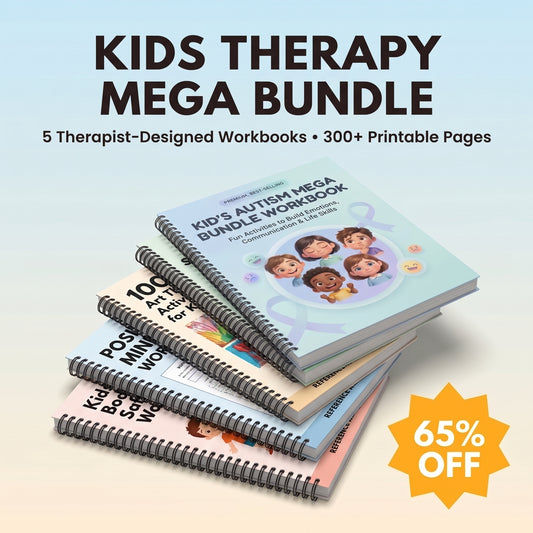 Kids Therapy Mega Bundle – 5 therapist-designed printable workbooks, 300+ pages